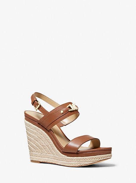 michael kors farrah|Farrah Leather Wedge Sandal .